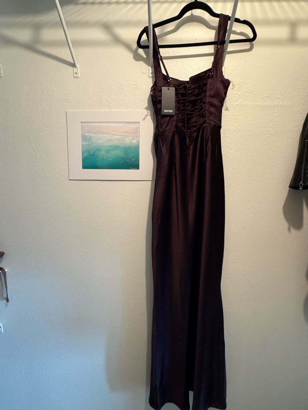 BABYBOO Satin Plum Maxi Dress - Picture 7 of 8